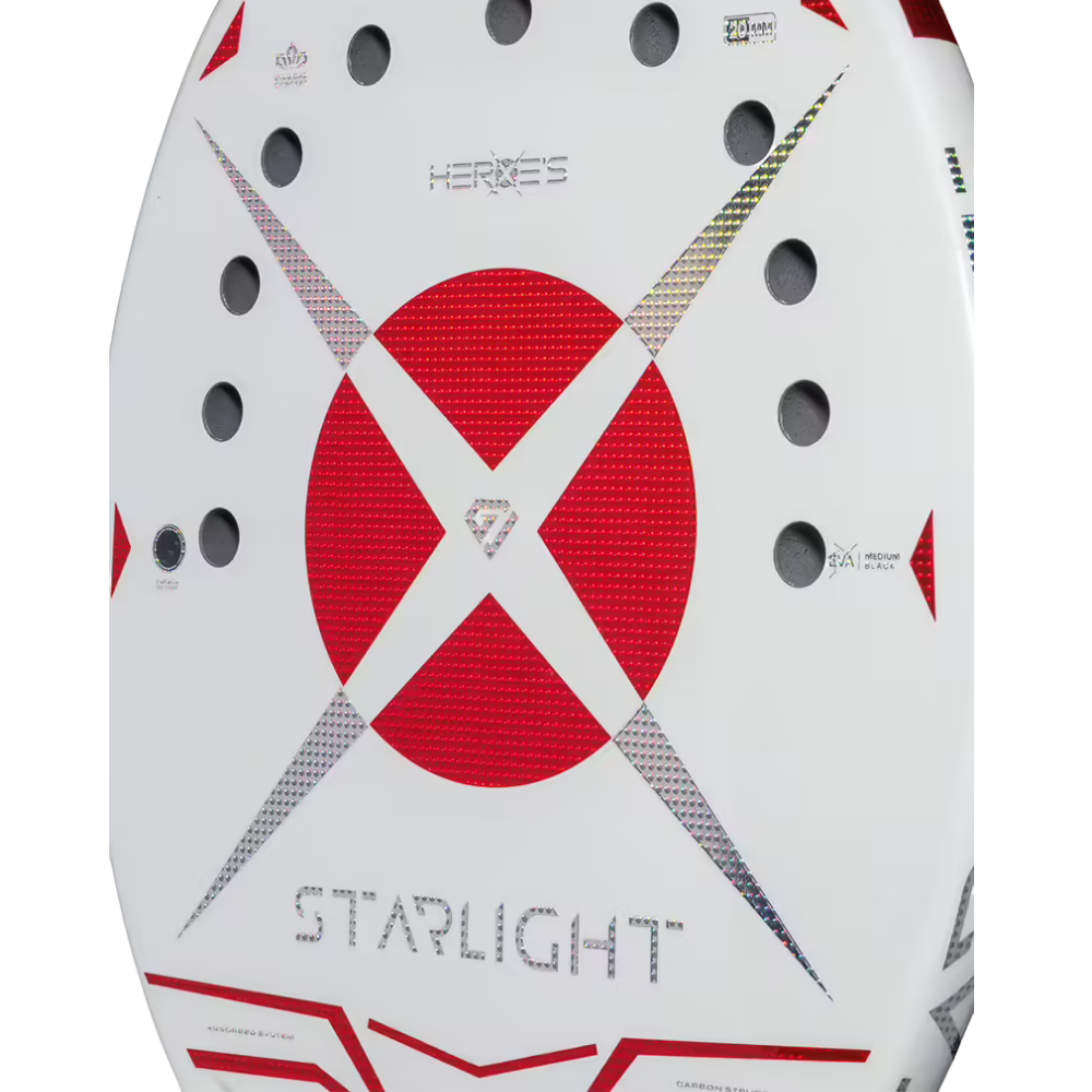 Close-up of Heroes Starlight 2026 beach tennis racket face with Glipper surface texture
