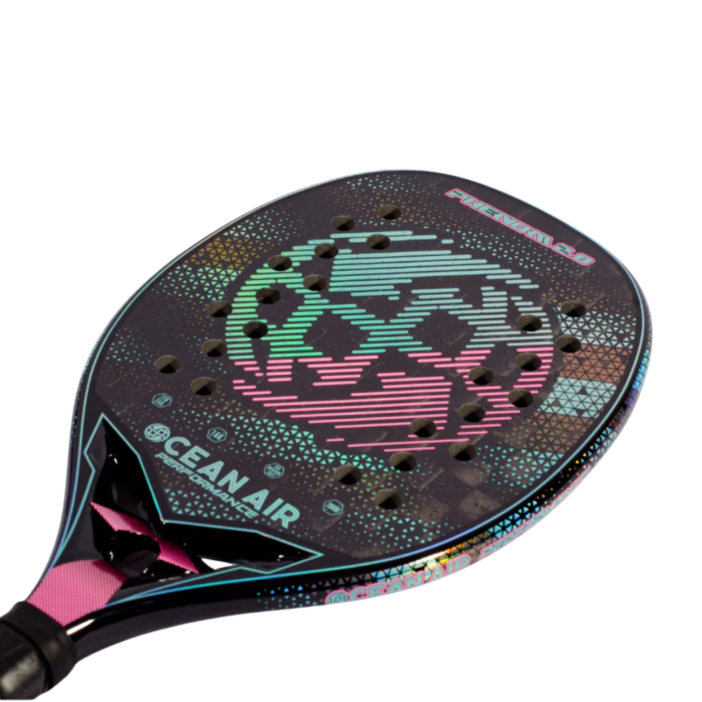 Close-up detail of Ocean Air Phenom 2.0 2026 beach tennis racket surface