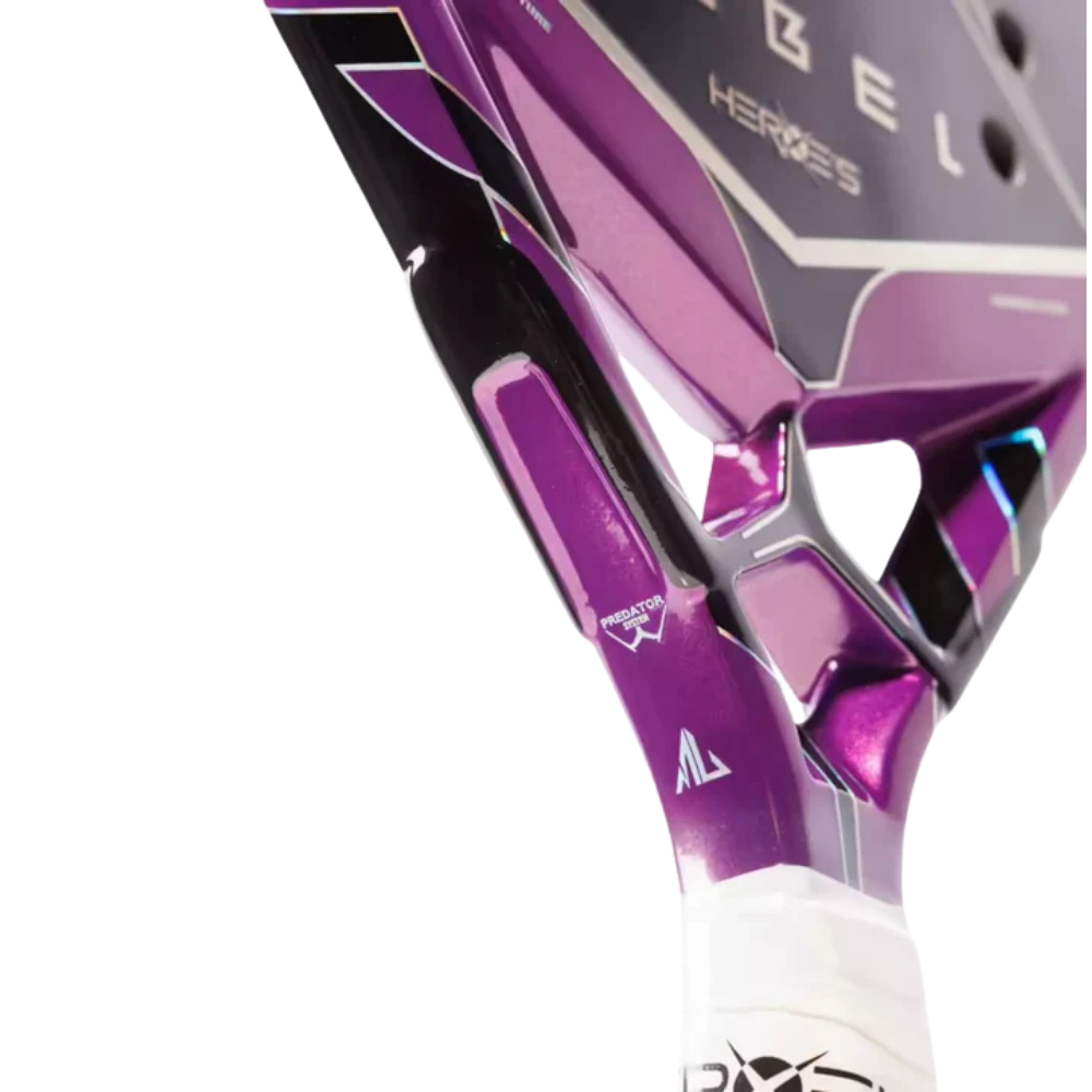 Macro detail of smooth surface finish on Heroes Rebel 2025 beach tennis racket