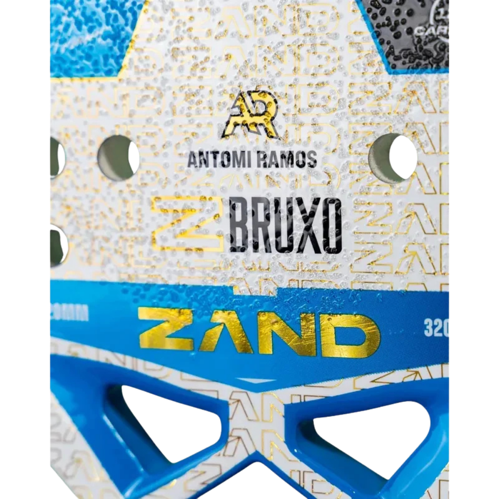 Angled view of Zand Z Wizard Bruxo Antomi Ramos 2025 beach tennis racket highlighting design elements