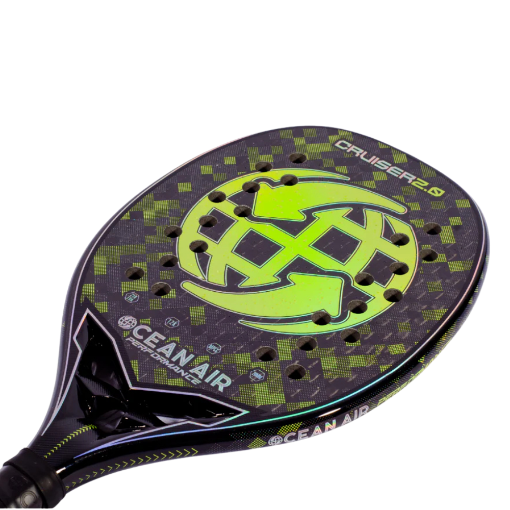 Close-up detail of Ocean Air Cruiser 2.0 2026 beach tennis racket surface