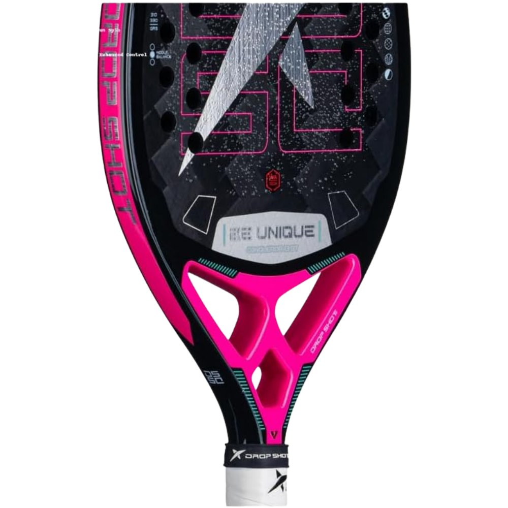 Drop Shot Conqueror 13 Tech Beach Tennis Racket Close Up Carbon Fiber Texture