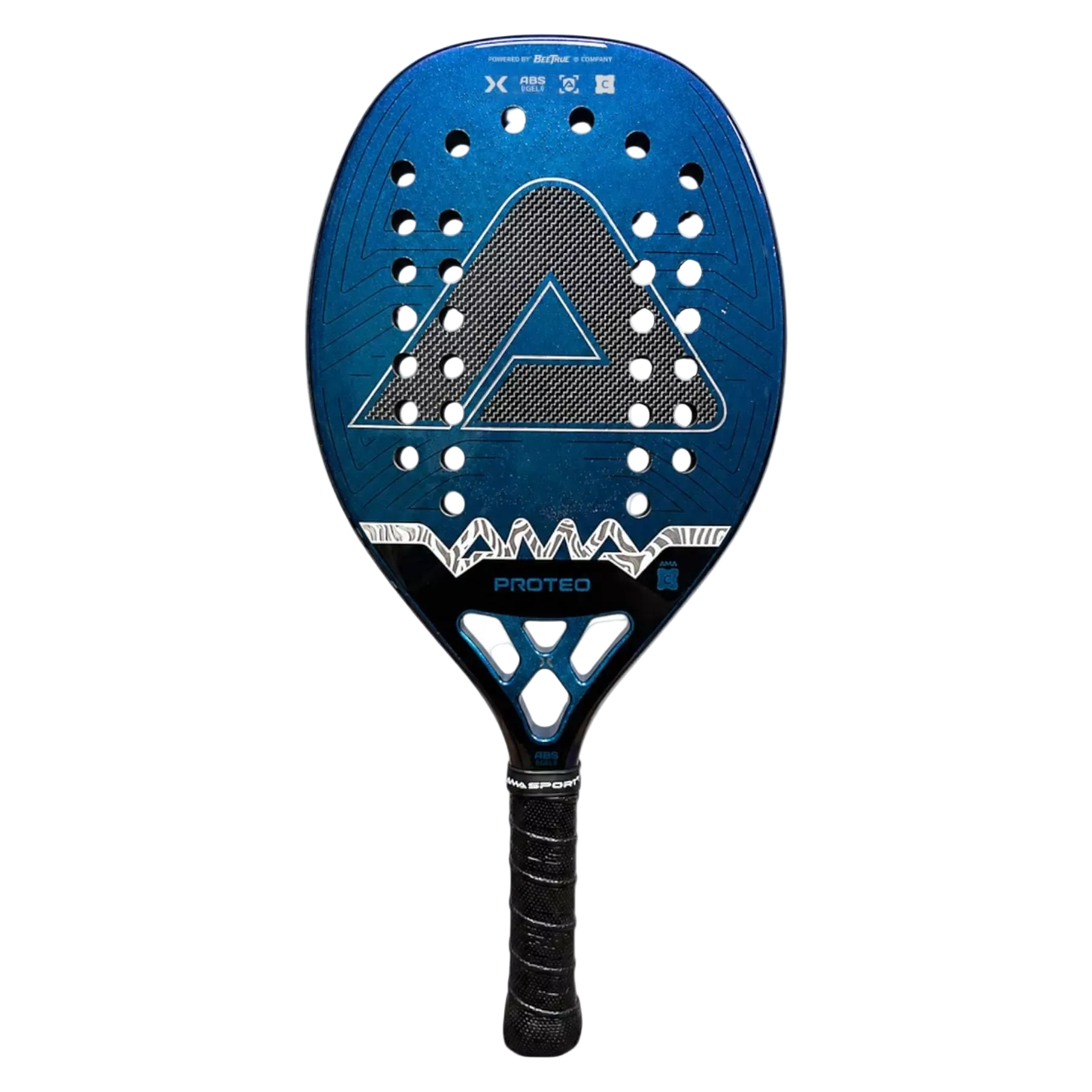 AMA Sport Proteo 2026 beach tennis racket featuring 3K Carbon construction and balanced performance available at Beach Tennis Depot, Miami, Florida.