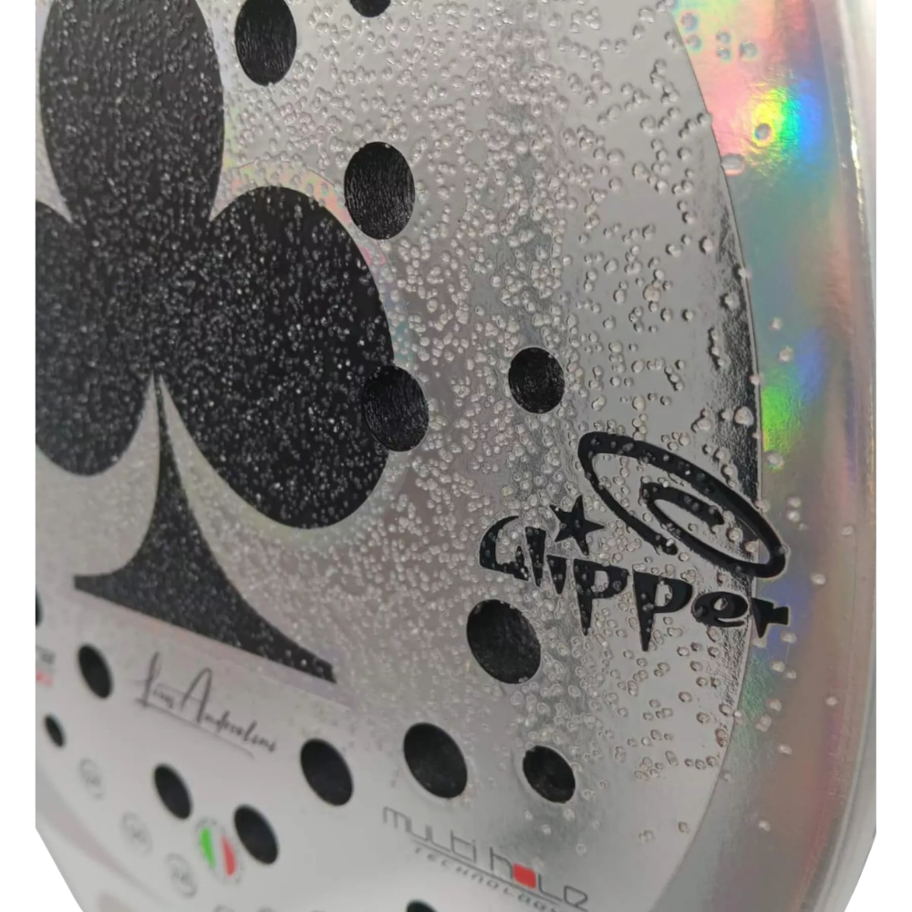 Close-up of Glipper treatment surface on Quicksand Silver Club 2025 racket