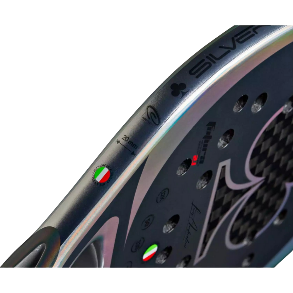 Side profile of Quicksand Silver Club 2025 beach tennis racket showing frame thickness