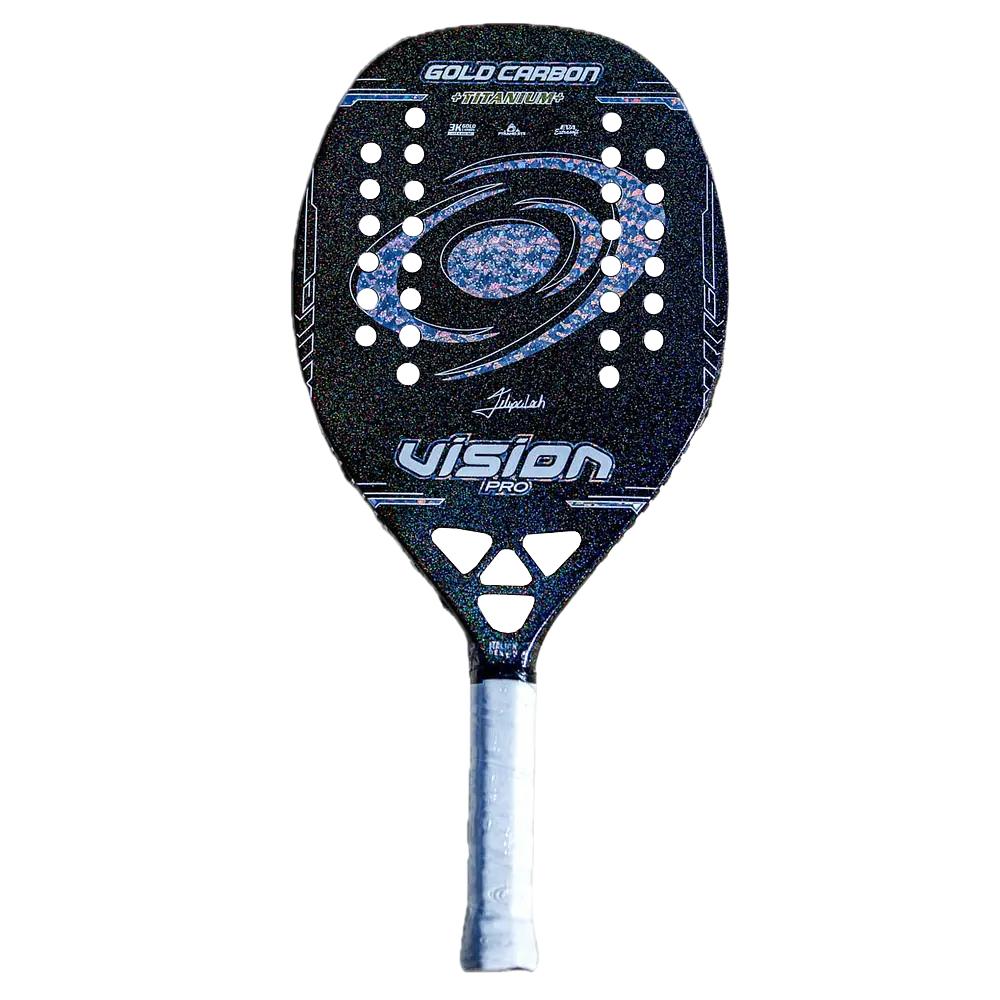Front view of Vision Pro Gold Carbon Titanium 2026 beach tennis racket