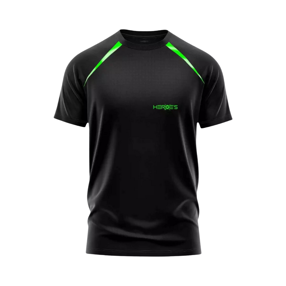 Front view of Heroes Predator men’s t-shirt in black from Mattia Spoto